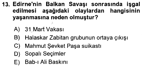 Türk Siyasal Hayatı 2024-2025 Yaz Okulu Sınavı - 13. soru