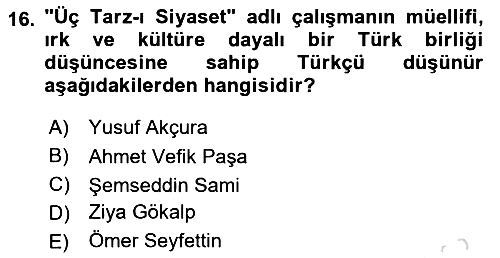Türk Siyasal Hayatı 2024-2025 Yaz Okulu Sınavı - 16. soru