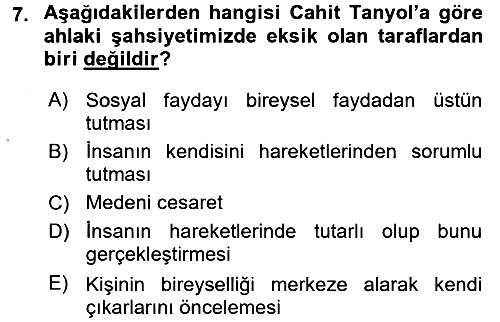 Türk Sosyologları 2016-2017 3 Ders Sınavı - 7. soru