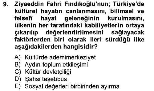 Türk Sosyologları 2012-2013 Ara Sınav - 9. soru