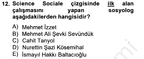 Türk Sosyologları 2012-2013 Ara Sınav - 12. soru