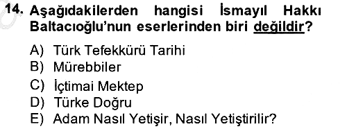Türk Sosyologları 2012-2013 Ara Sınav - 14. soru