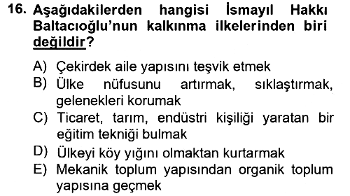 Türk Sosyologları 2012-2013 Ara Sınav - 16. soru