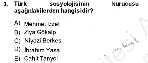 Türk Sosyologları 2013-2014 Ara Sınav - 3. soru