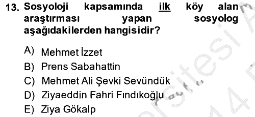 Türk Sosyologları 2013-2014 Ara Sınav - 13. soru