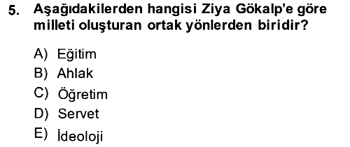 Türk Sosyologları 2014-2015 Ara Sınav - 5. soru