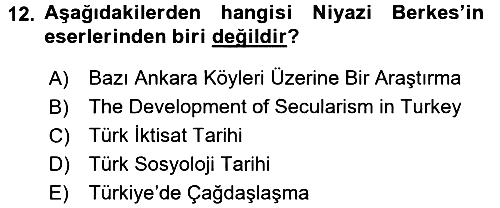 Türk Sosyologları 2015-2016 Ara Sınav - 12. soru
