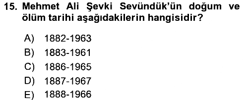 Türk Sosyologları 2015-2016 Ara Sınav - 15. soru