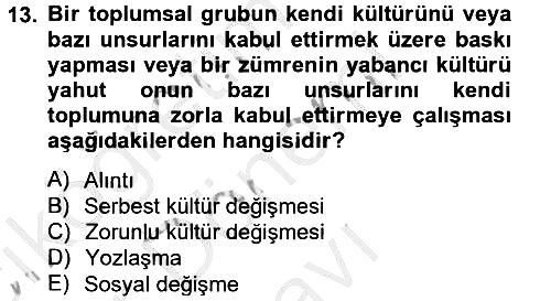 Türk Sosyologları 2012-2013 Dönem Sonu Sınavı - 13. soru