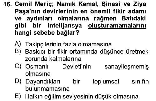 Türk Sosyologları 2012-2013 Dönem Sonu Sınavı - 16. soru