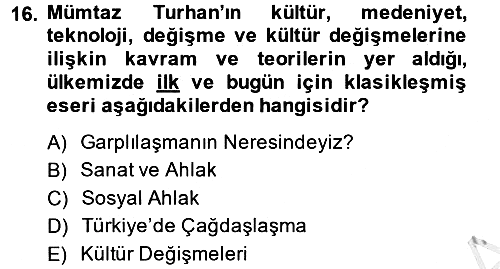 Türk Sosyologları 2013-2014 Dönem Sonu Sınavı - 16. soru