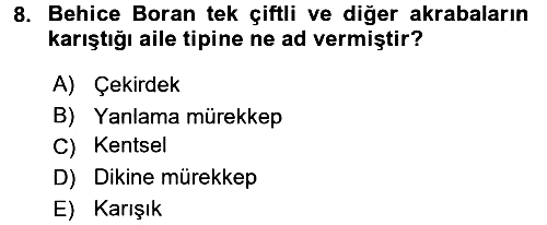 Türk Sosyologları 2017-2018 Dönem Sonu Sınavı - 8. soru