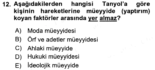 Türk Sosyologları 2017-2018 Dönem Sonu Sınavı - 12. soru