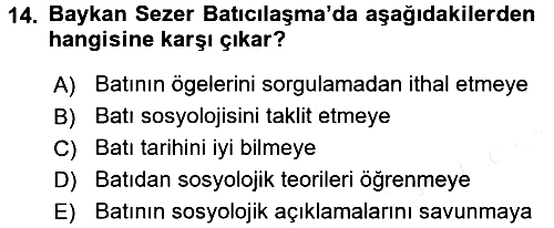 Türk Sosyologları 2017-2018 Dönem Sonu Sınavı - 14. soru