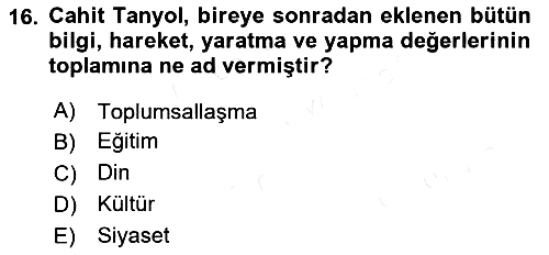 Türk Sosyologları 2018-2019 Dönem Sonu Sınavı - 16. soru