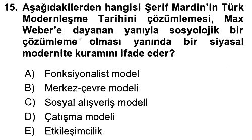 Türk Sosyologları 2021-2022 Dönem Sonu Sınavı - 15. soru