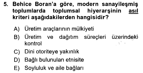 Türk Sosyologları 2025-2026 Dönem Sonu Sınavı - 5. soru