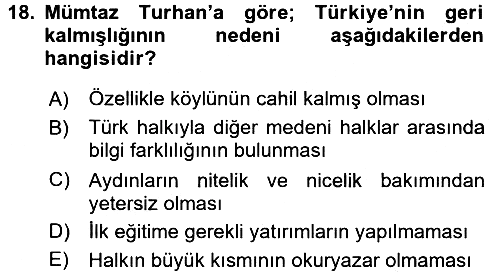 Türk Sosyologları 2015-2016 Tek Ders Sınavı - 18. soru