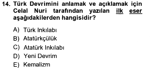 Türkiye´de Sosyoloji 2012-2013 Ara Sınav - 14. soru