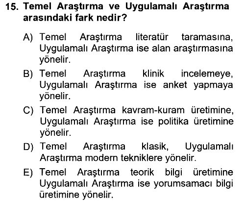 Türkiye´de Sosyoloji 2012-2013 Ara Sınav - 15. soru