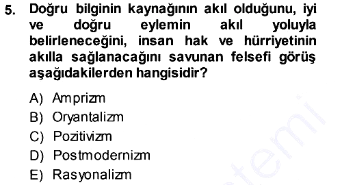 Türkiye´de Sosyoloji 2013-2014 Ara Sınav - 5. soru