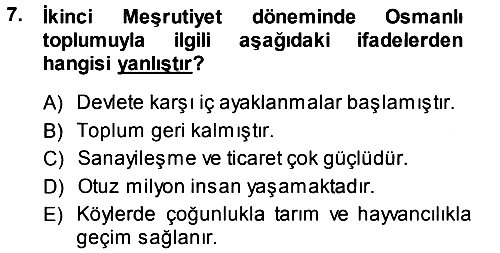 Türkiye´de Sosyoloji 2013-2014 Ara Sınav - 7. soru