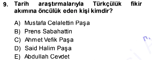 Türkiye´de Sosyoloji 2013-2014 Ara Sınav - 9. soru