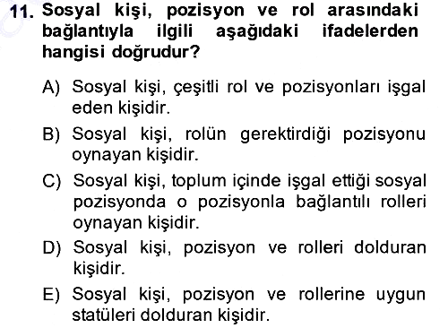 Türkiye´de Sosyoloji 2014-2015 Ara Sınav - 11. soru