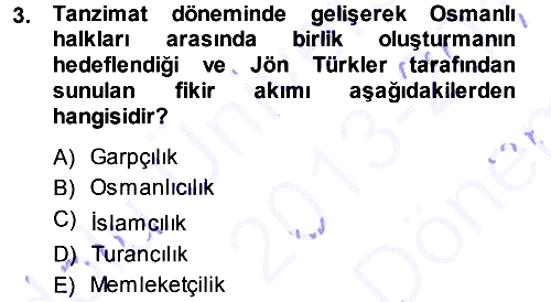 Türkiye´de Sosyoloji 2013-2014 Dönem Sonu Sınavı - 3. soru