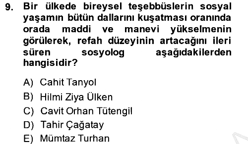 Türkiye´de Sosyoloji 2014-2015 Dönem Sonu Sınavı - 9. soru