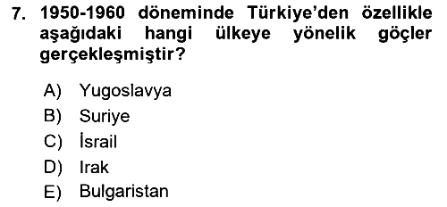 Türkiye´de Sosyoloji 2023-2024 Dönem Sonu Sınavı - 7. soru