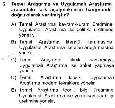 Türkiye´de Sosyoloji 2012-2013 Tek Ders Sınavı - 5. soru