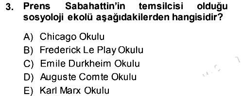 Türkiye´de Sosyoloji 2013-2014 Tek Ders Sınavı - 3. soru