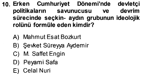 Türkiye´de Sosyoloji 2013-2014 Tek Ders Sınavı - 10. soru