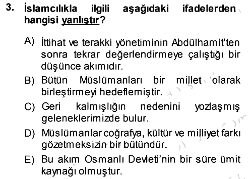 Türkiye´de Sosyoloji 2014-2015 Tek Ders Sınavı - 3. soru