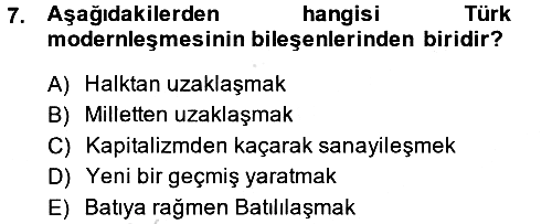 Türkiye´de Sosyoloji 2014-2015 Tek Ders Sınavı - 7. soru