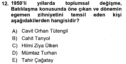 Türkiye´de Sosyoloji 2015-2016 Tek Ders Sınavı - 12. soru