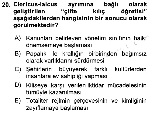 Türkiye´de Sosyoloji 2021-2022 Yaz Okulu Sınavı - 20. soru