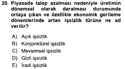 Türkiye´nin Toplumsal Yapısı 2017-2018 3 Ders Sınavı - 20. soru