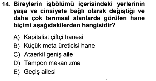 Türkiye´nin Toplumsal Yapısı 2012-2013 Ara Sınav - 14. soru