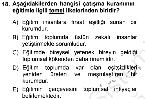 Türkiye´nin Toplumsal Yapısı 2012-2013 Ara Sınav - 18. soru