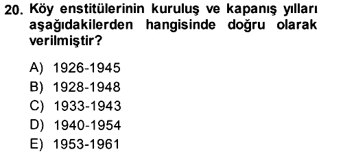 Türkiye´nin Toplumsal Yapısı 2013-2014 Ara Sınav - 20. soru