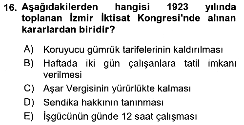 Türkiye´nin Toplumsal Yapısı 2025-2026 Ara Sınav - 16. soru