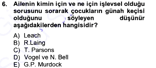 Türkiye´nin Toplumsal Yapısı 2012-2013 Dönem Sonu Sınavı - 6. soru