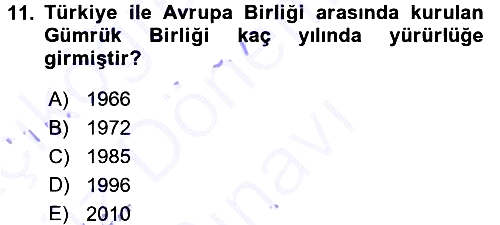 Türkiye´nin Toplumsal Yapısı 2015-2016 Dönem Sonu Sınavı - 11. soru