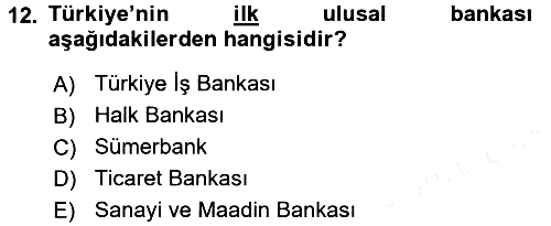 Türkiye´nin Toplumsal Yapısı 2016-2017 Dönem Sonu Sınavı - 12. soru