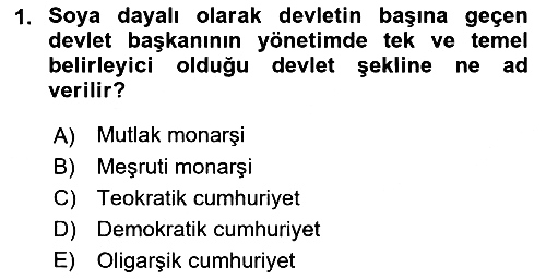 Türkiye´nin Toplumsal Yapısı 2019-2020 Dönem Sonu Sınavı - 1. soru