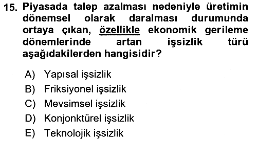 Türkiye´nin Toplumsal Yapısı 2015-2016 Tek Ders Sınavı - 15. soru