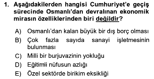 Türkiye´nin Toplumsal Yapısı 2020-2021 Yaz Okulu Sınavı - 1. soru