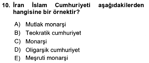 Türkiye´nin Toplumsal Yapısı 2021-2022 Yaz Okulu Sınavı - 10. soru